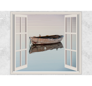 Fototapete see mit rustikalem bootspiegelbild - TenStickers