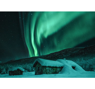 Fototapete berge schneelandschaft aurora - TenStickers