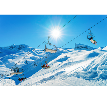Fototapete Berg Lift in den Alpen - TenStickers