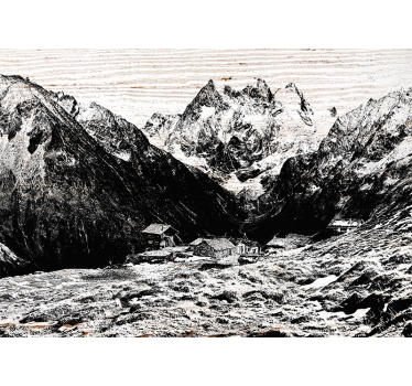 Schweizer Berge Fototapete schwarz-weiss - TenStickers