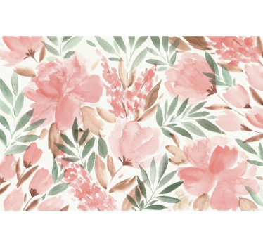 Panorama Fototapete papiermalerei mit panoramischem blumenmuster - TenStickers
