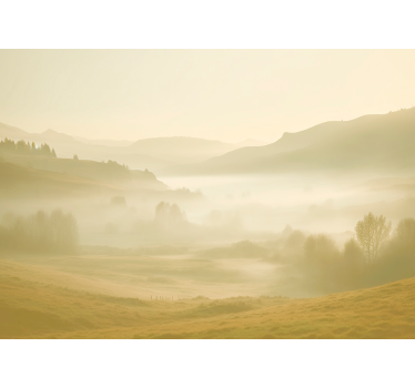 Berge Fototapete beige und neblige ansichten - TenStickers