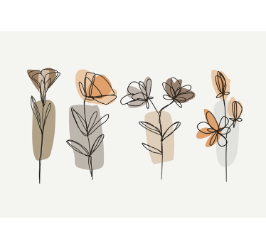 Fototapete minimalistischer stil Blumen in neutrale Farben - TenStickers