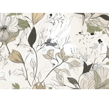 Fototapete Badezimmer minimalistische gezeichnete Blumen - TenStickers