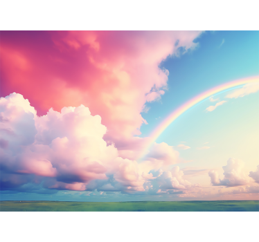 Fototapete Kinderzimmer bewölkter Himmel mit Regenbogen - TenStickers