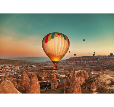 Heißluftballon landschaft Foto Fototapete - TenStickers