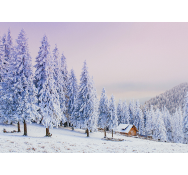 Fototapete berge schneebedeckter wald rückzugsort - TenStickers