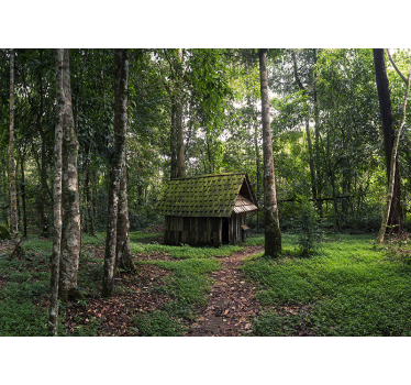 Fototapete Wald abgelegene holzhütte - TenStickers
