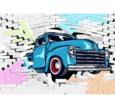 Auto Fototapete Schickes oldtimer durch bunte ziegel - TenStickers