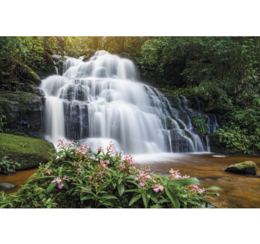 Fototapete wasserfall üppige wasserfallszene - TenStickers