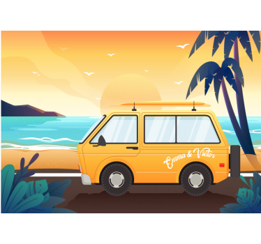 Personalisierte Fototapete Wohnwagen am meer - TenStickers