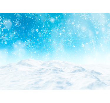 Wohnzimmer Fototapete Schneeflocken auf einer blauen landschaft - TenStickers