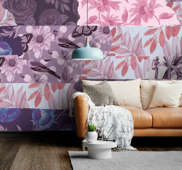Fototapete Andere Blumen Collage lila aus Blumenmuster - TenStickers