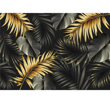 Tapete Dschungels Goldene Blätter - TenStickers