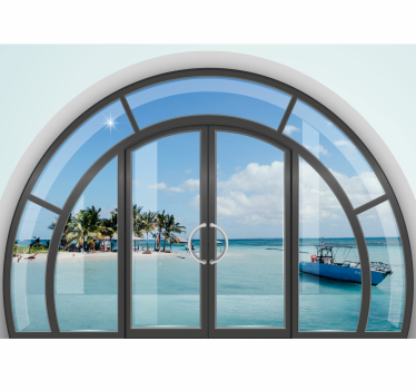 3D Tapete mit Karibische seelandschaft durch fenster - TenStickers