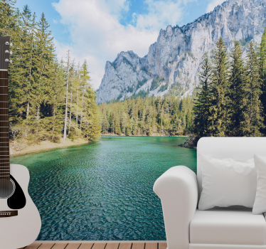 Flusslandschaft Fototapete Berge - TenStickers