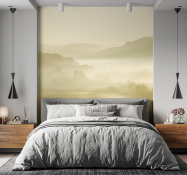 Berge Fototapete beige und neblige ansichten - TenStickers