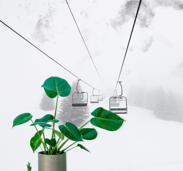Fototapete berge mit aussicht auf den skilift - TenStickers