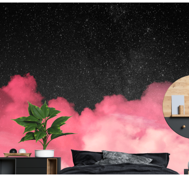 Fototapete berge mit sternen und rosa wolken - TenStickers