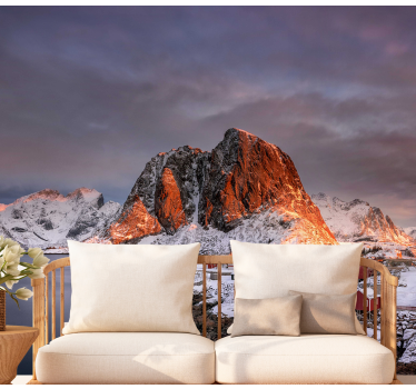 Fototapete berge schneebedeckte berge bei dämmerung - TenStickers