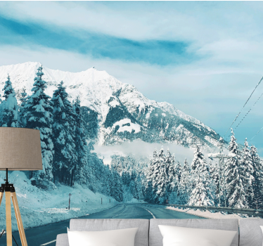 Fototapete berge schneebedeckte bergstraße - TenStickers