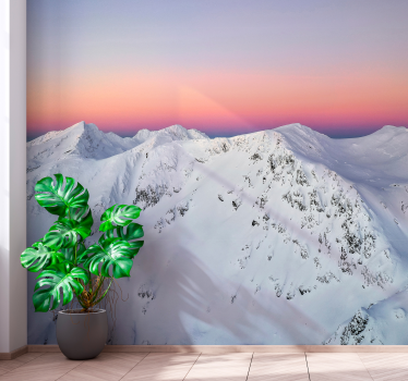 Fototapete Berge schneebedeckte gipfel sonnenuntergang - TenStickers