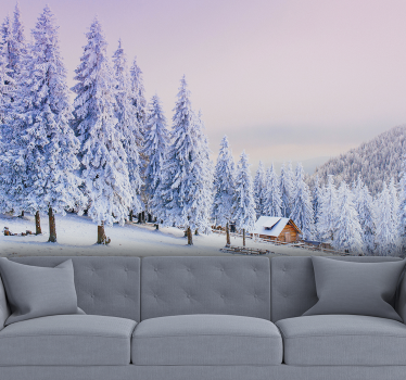 Fototapete berge schneebedeckter wald rückzugsort - TenStickers