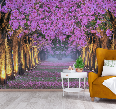 Fototapete blumen blühender rosa weg - TenStickers