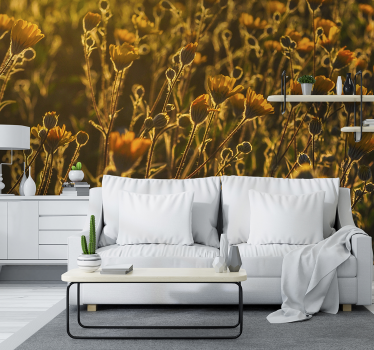 Fototapete Blumen golden blühende flora - TenStickers
