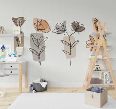 Fototapete minimalistischer stil Blumen in neutrale Farben - TenStickers