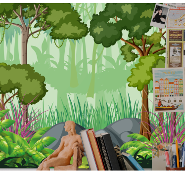 Fototapete dschungel lebhafte blätterlandschaft - TenStickers