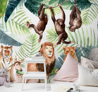 Fototapete Kinder Gemalte dschungelsafari - TenStickers
