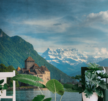 Fototapete landschaften burgblick in den bergen - TenStickers