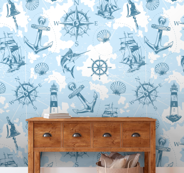 Fototapete landschaften marine abenteuer elemente - TenStickers
