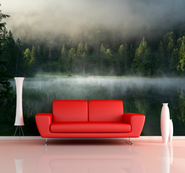 Fototapete Landschaften nebligen wald reflexion - TenStickers