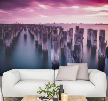 Fototapete Landschaften pier-sonnenuntergang-szene - TenStickers