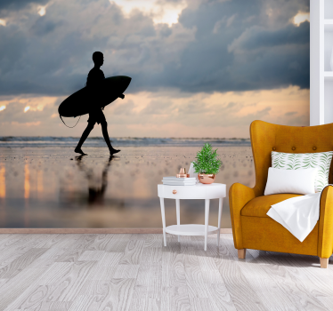 Fototapete Meer surfer-silhouette - TenStickers