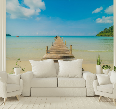 Fototapete Meerblick Wandgemälde strand flur zum meer - TenStickers