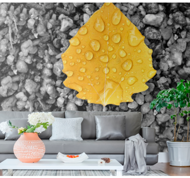 Fototapete Natur detail des gelben blattes - TenStickers