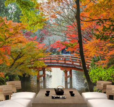 Fototapete natur herbstbrücke szene - TenStickers