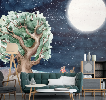 Fototapete natur mondlicht baum abenteuer - TenStickers