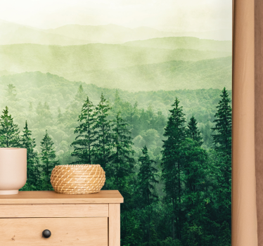 Fototapete natur neblige grüne landschaft - TenStickers