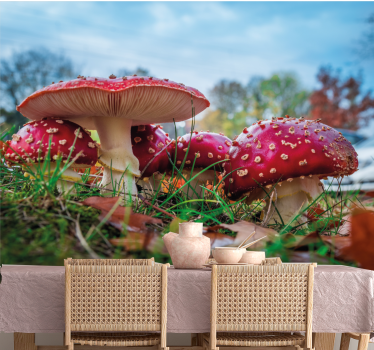 Fototapete natur rote pilze cluster - TenStickers