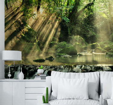 Fototapete Natur sonnenbeschienenen waldbach - TenStickers