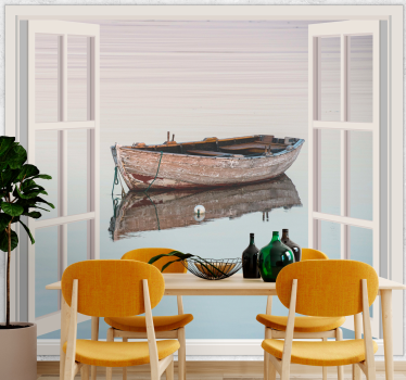 Fototapete see mit rustikalem bootspiegelbild - TenStickers