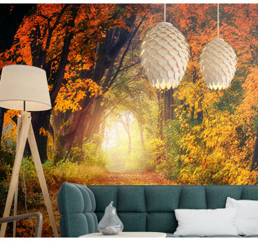 Fototapete wald herbstweg szene - TenStickers