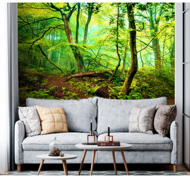 Fototapete wald lebhaftes grünes waldland - TenStickers