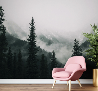 Fototapete Wald neblige berglandschaft - TenStickers