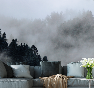 Fototapete Wald neblige feuchte landschaft - TenStickers