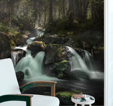 Fototapete wasserfall ruhiger waldfluss - TenStickers